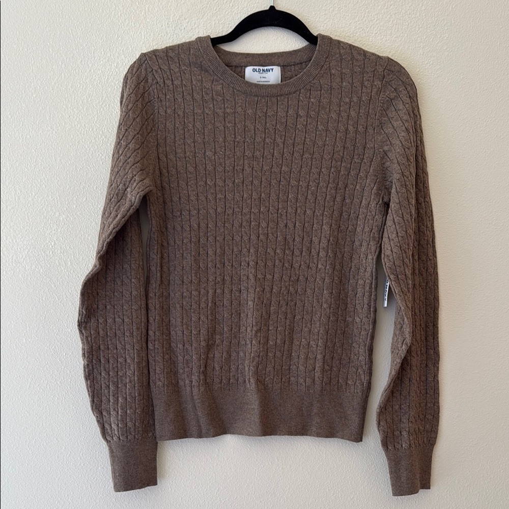 NWT Old Navy kids S TALL Brown Cable Knit preppy Sweater